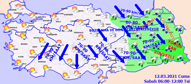 Mart kapıdan baktıracak: Kuvvetli kar ve tipi geliyor! İşte 12 Mart Cuma hava durumu