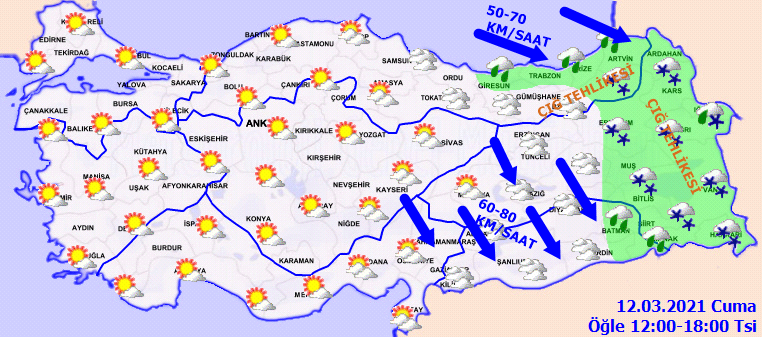 Mart kapıdan baktıracak: Kuvvetli kar ve tipi geliyor! İşte 12 Mart Cuma hava durumu