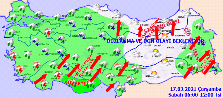 Meteoroloji yetkililerinden kar ve sağanak yağış uyarısı|17 Mart Çarşamba hava durumu
