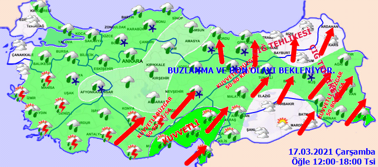 Meteoroloji yetkililerinden kar ve sağanak yağış uyarısı|17 Mart Çarşamba hava durumu