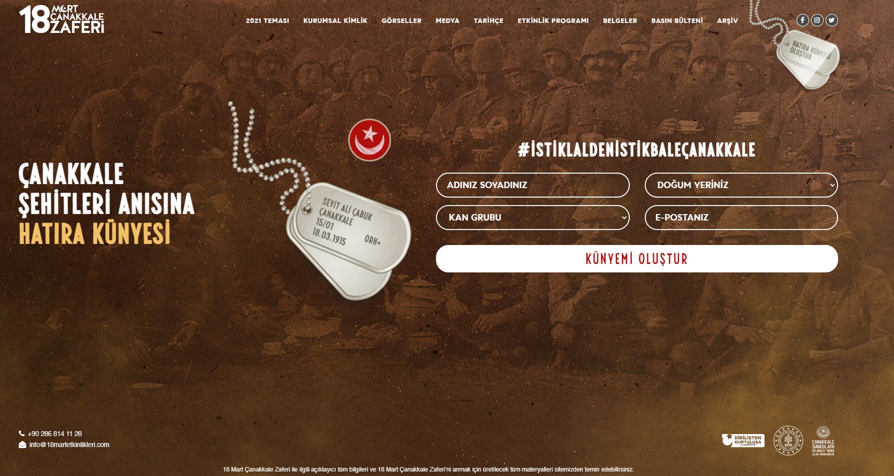 Çanakkale şehitleri anısına künye nasıl yazılır? Çanakkale şehitleri anısına künye oluşturma linki