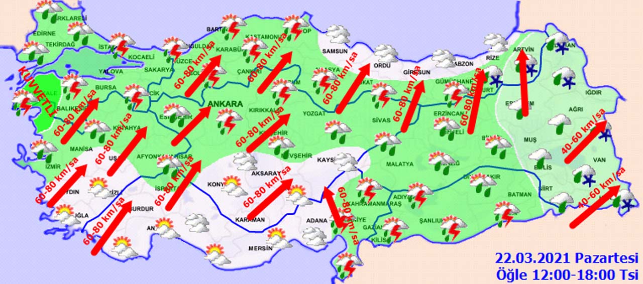 Meteoroloji'den il il kuvvetli yağış, kar ve fırtına uyarısı!