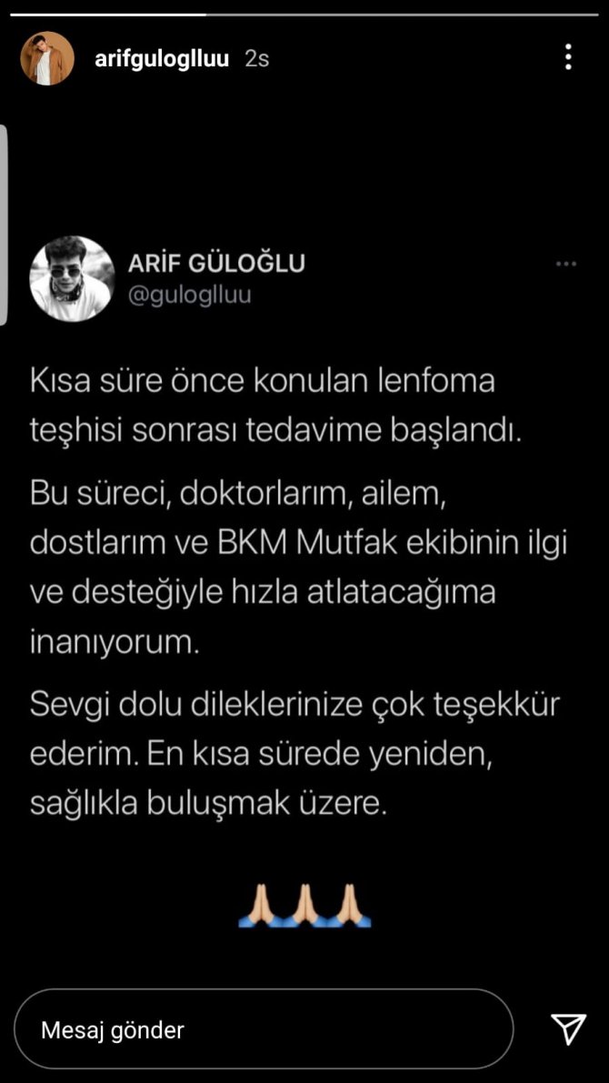 Lenf kanserine yakalanan Arif Güloğlu'ndan açıklama geldi!