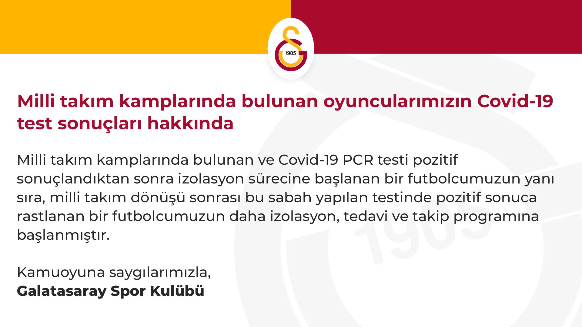 Son dakika| Galatasaray'da iki oyuncunun koronavirüs testi pozitif çıktı