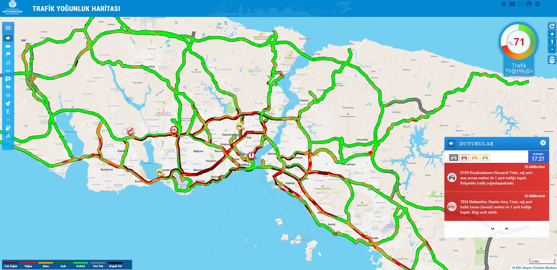 Sokağa çıkma yasağı öncesi İstanbul trafiği felç oldu: Yoğunluk yüzde 71'e ulaştı