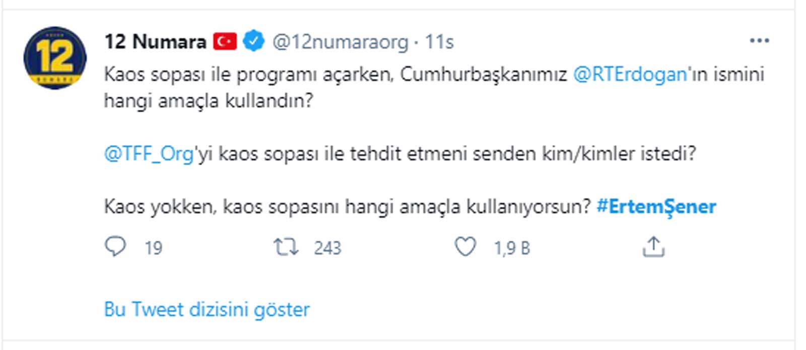 Ertem Şener'den çarpıcı iddia! Fenerbahçe'nin şampiyonlukları verilirse Galatasaray ve yayıncı kuruluş ligden çekilecek!