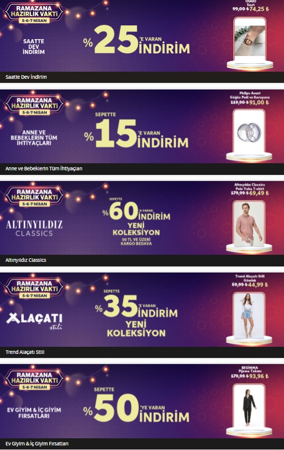 Trendyol 5 - 6 - 7 Nisan indirimleri | Trendyol Ramazana Hazırlık Vakti indirimleri