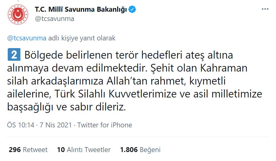 MSB duyurdu! Zeytin Dalı Harekatı bölgesinde 2 askerimiz şehit oldu