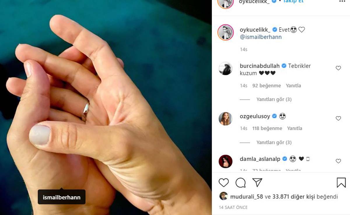 Ünlü çiftten sürpriz haber: Öykü Çelik İsmail Berhan ile evleniyor!