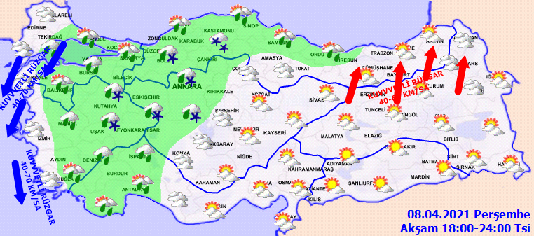 Meteoroloji'den uyarı! Soğuk havalar geri dönüyor | 8 Nisan 2021 Perşembe hava durumu
