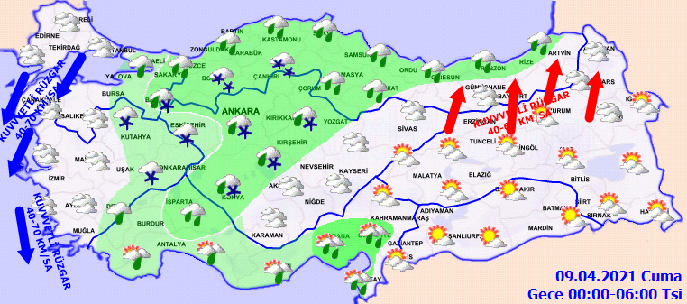 Meteoroloji'den uyarı! Soğuk havalar geri dönüyor | 8 Nisan 2021 Perşembe hava durumu