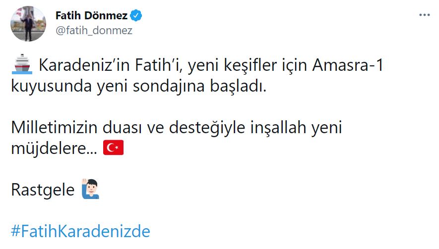 Bakan Dönmez duyurdu: Karadeniz'in Fatih'i yeni sondajına başladı