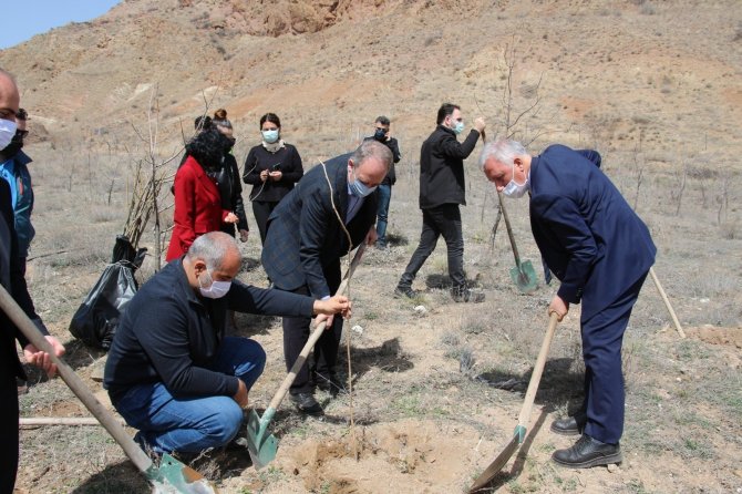 Oltulu akademisyenler okul bahçesine fidan dikti