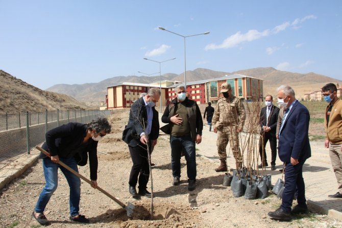 Oltulu akademisyenler okul bahçesine fidan dikti