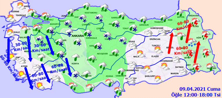 Yurt genelinde sıcaklıklar düşerken, yağışlar hakimiyetini koruyor|9 Nisan 2021 Cuma hava durumu