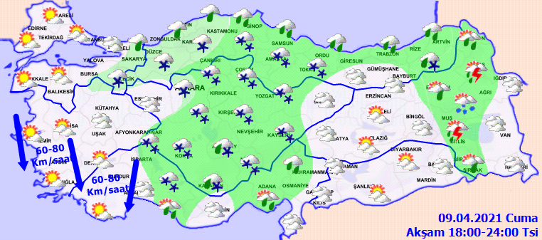 Yurt genelinde sıcaklıklar düşerken, yağışlar hakimiyetini koruyor|9 Nisan 2021 Cuma hava durumu