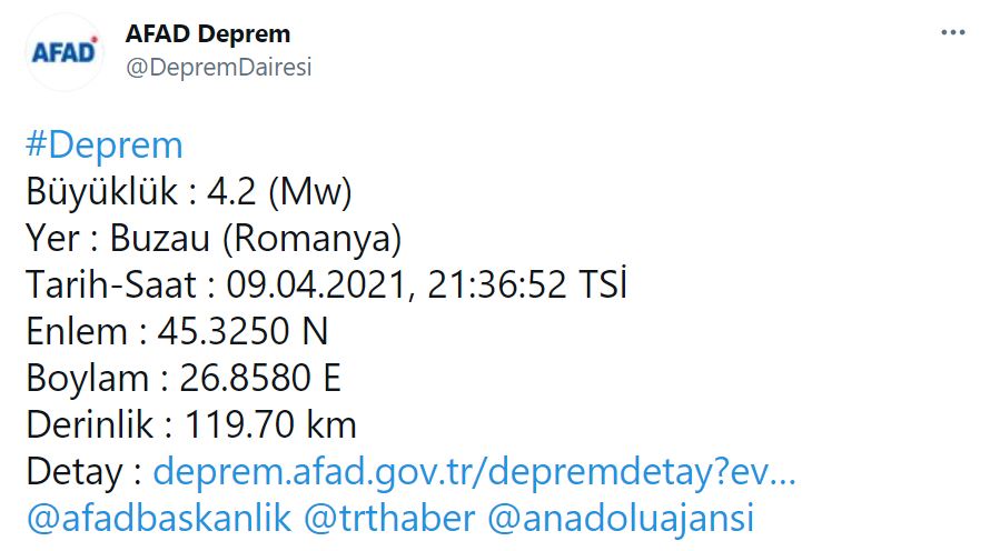 Romanya'da 4.2 şiddetinde deprem!