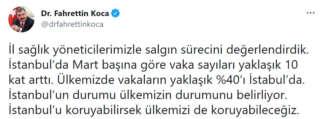 Bakan Koca açıkladı: Yaklaşık yüzde 40 İstanbul'da