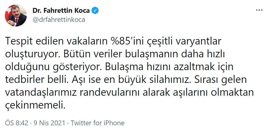 Bakan Koca açıkladı: Yaklaşık yüzde 40 İstanbul'da
