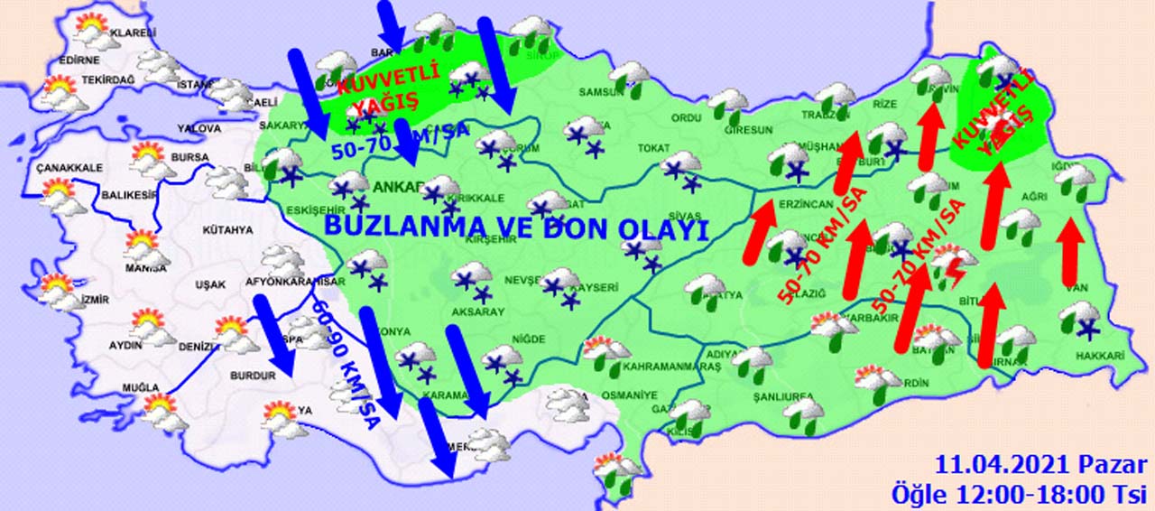 Meteoroloji'den 11 Nisan Pazar hava durumu: Sıcaklıklar düşüyor, kar geri geldi!