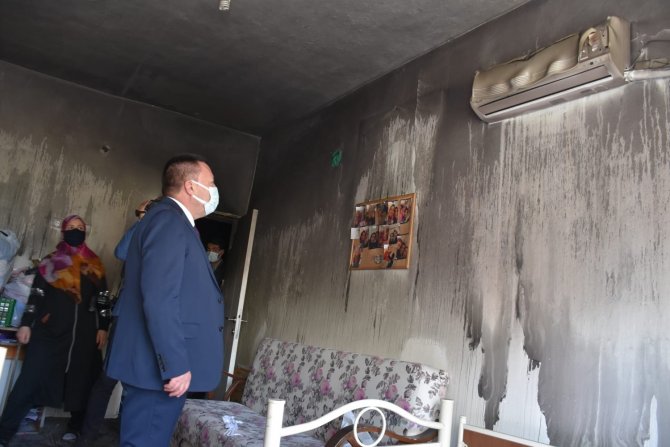 Bağlar İlçe Belediye Başkanından evi yanan aileye maddi manevi destek