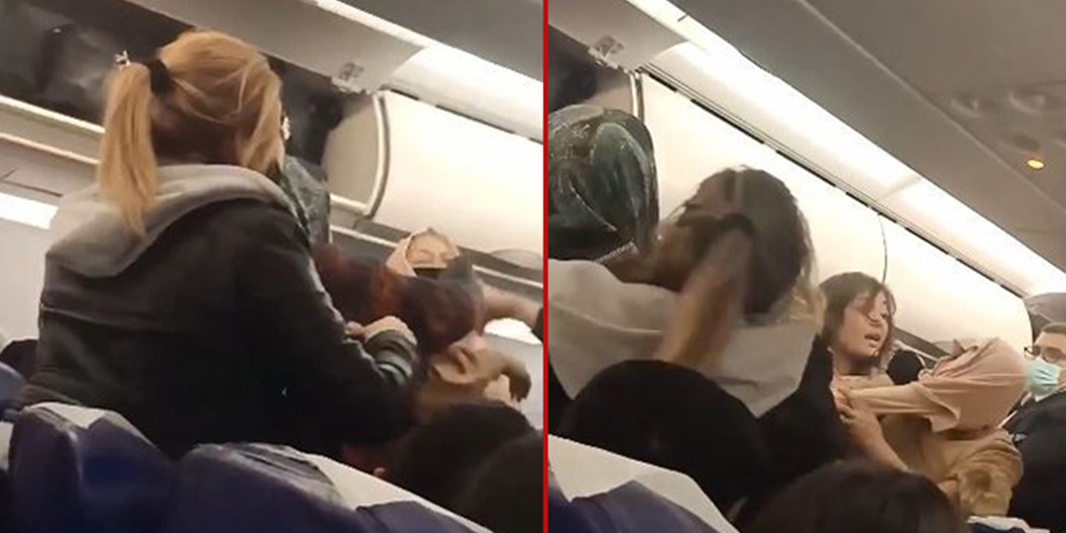 Uçakta kavga! Kadınlar saç saça baş başa birbirine girdi