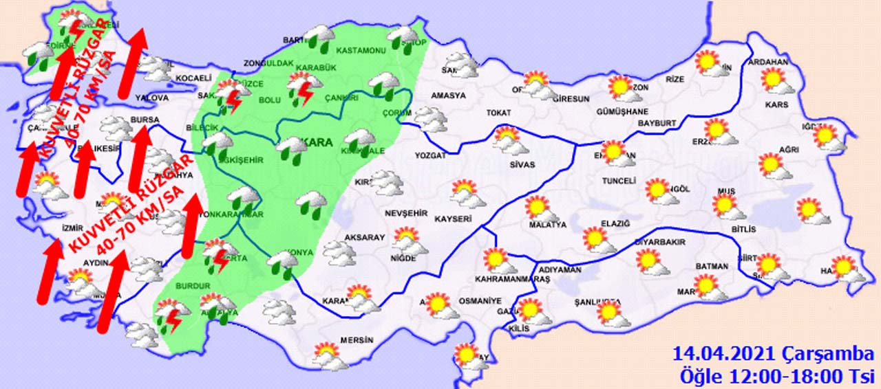 HAVA DURUMU 14 NİSAN 2021 ÇARŞAMBA! Meteoroloji'den il il yağmur ve kuvvetli rüzgar uyarısı