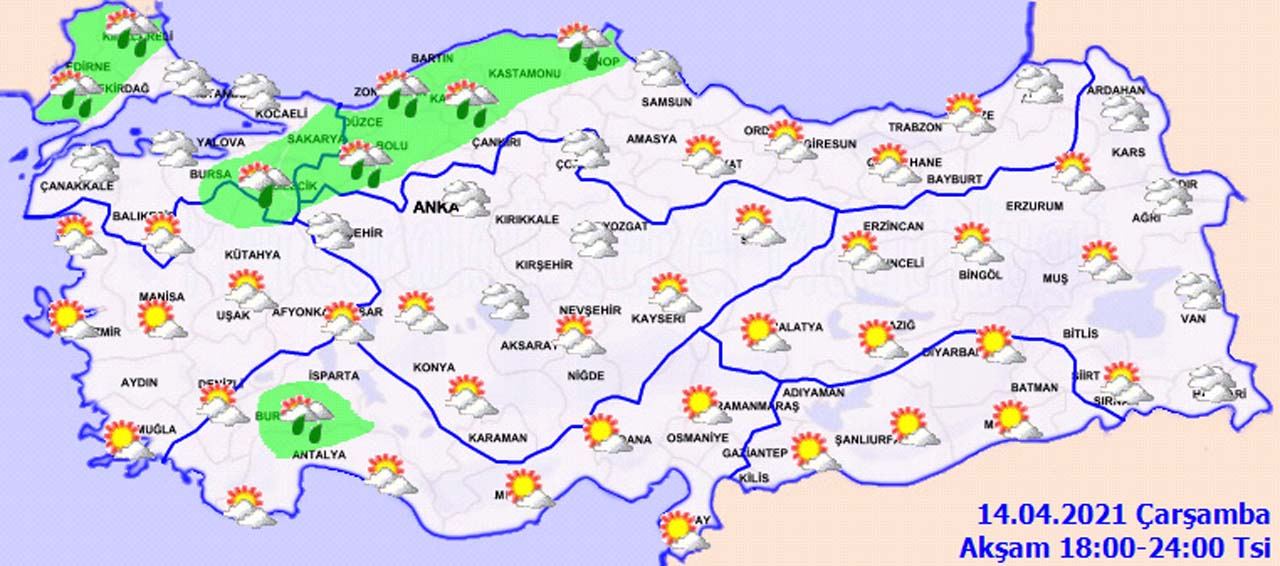 HAVA DURUMU 14 NİSAN 2021 ÇARŞAMBA! Meteoroloji'den il il yağmur ve kuvvetli rüzgar uyarısı