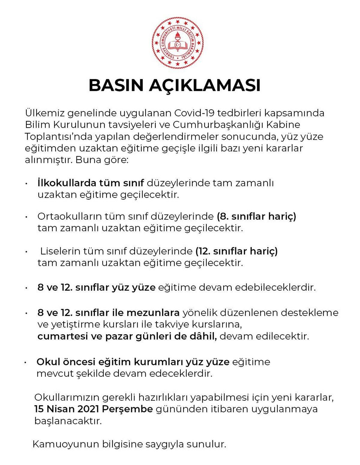Destekleme ve Yetiştirme kursları kapanacak mı 2021? Takviye kursları kapandı mı 2021?