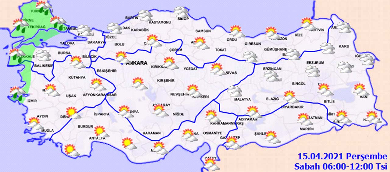 Meteoroloji'den 15 Nisan 2021 Perşembe hava durumu uyarısı: Hem yağmur hem sıcaklık!