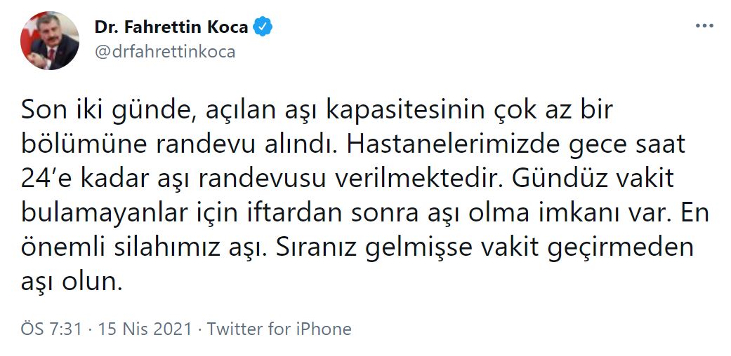 Bakan Koca'dan flaş 'aşı' açıklaması: Sıranız gelmişse vakit geçirmeden olun