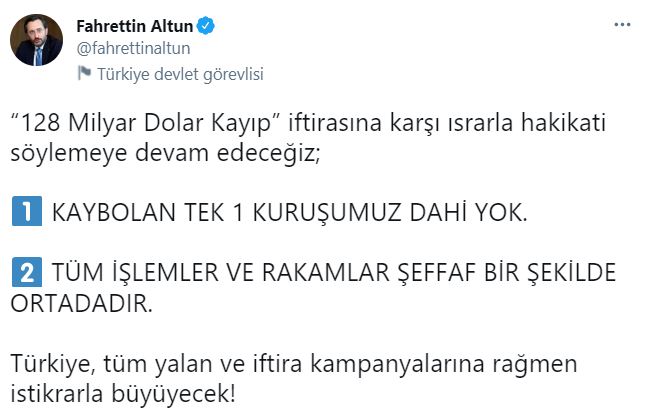 Fahrettin Altun'dan 128 Milyar Dolar yanıtı: Kaybolan bir kuruşumuz dahi yok