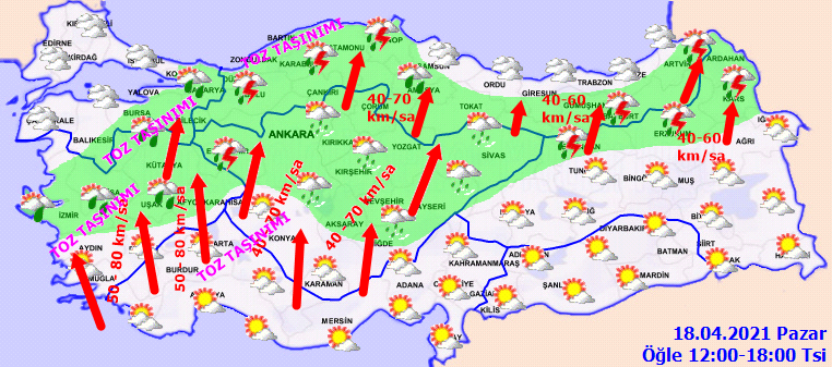 Meteoroloji yetkilileri il il uyardı: Toz taşınımı, fırtına, çamur yağmuru! İşte 18 Nisan Pazar il il, haritalı hava durumu!