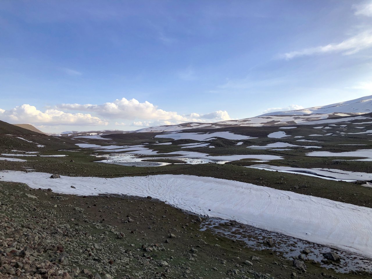 Doğa uyanmaya başladı! Aras Dağları karların erimesiyle renklendi