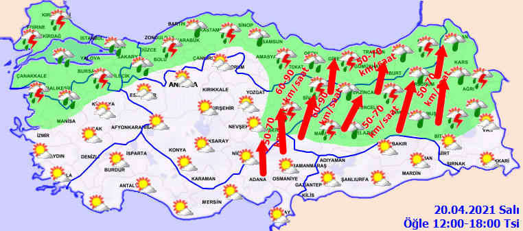 Meteoroloji'den uyarı: Sağanak yağış yurdu esir aldı! İşte 20 Nisan Salı il il, haritalı hava durumu