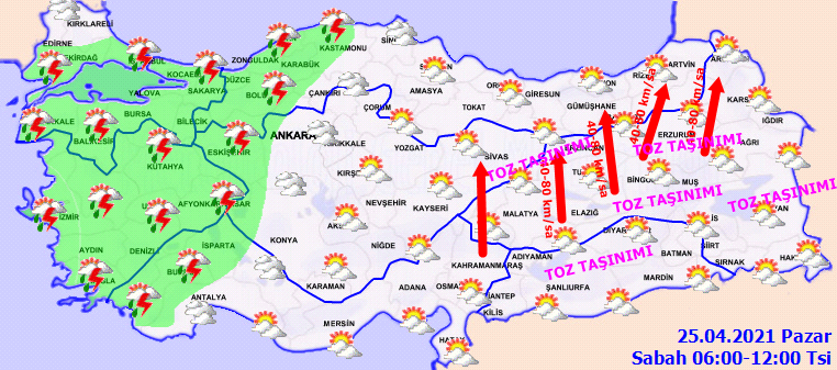 Meteoroloji Genel Müdürlüğü uyardı: Toz taşınımına dikkat! İşte 25 Nisan Pazar il il, haritalı hava durumu