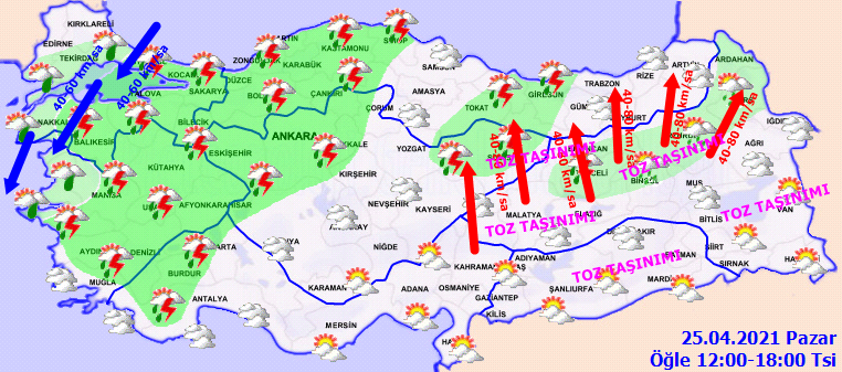 Meteoroloji Genel Müdürlüğü uyardı: Toz taşınımına dikkat! İşte 25 Nisan Pazar il il, haritalı hava durumu