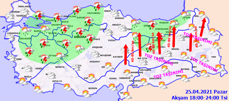 Meteoroloji Genel Müdürlüğü uyardı: Toz taşınımına dikkat! İşte 25 Nisan Pazar il il, haritalı hava durumu