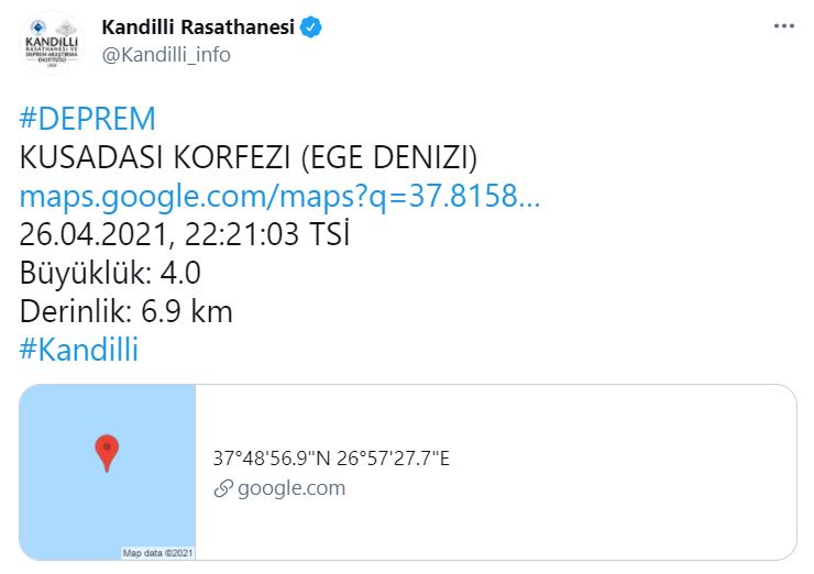 Son dakika | Aydın'da 4.0 şiddetinde deprem