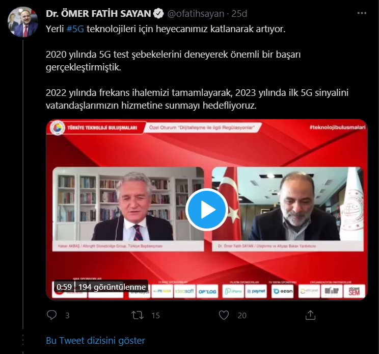 SON DAKİKA Bakan Yardımcısı Dr Ömer Fatih Sayandan 5G müjdesi Hizmete sunmayı hedefliyoruz