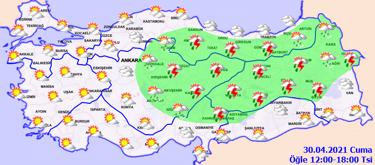 Sıcak hava etkisini sürdürse de sağanak yağışlara dikkat! İşte 30 Nisan Cuma hava durumu
