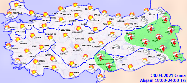 Sıcak hava etkisini sürdürse de sağanak yağışlara dikkat! İşte 30 Nisan Cuma hava durumu