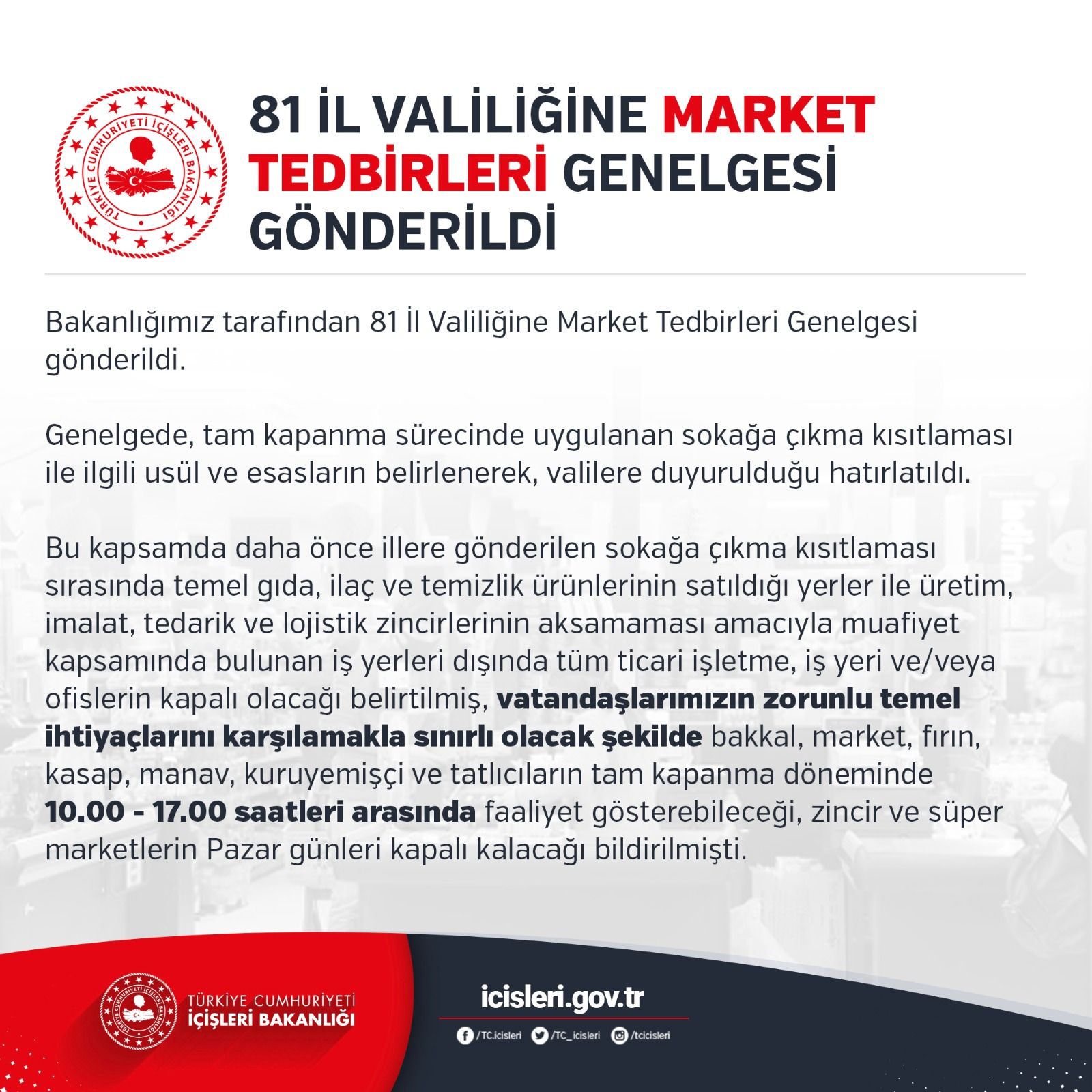 İçişleri Bakanlığından Market Tedbirleri Genelgesi! O ürünlerin satışları yasaklandı