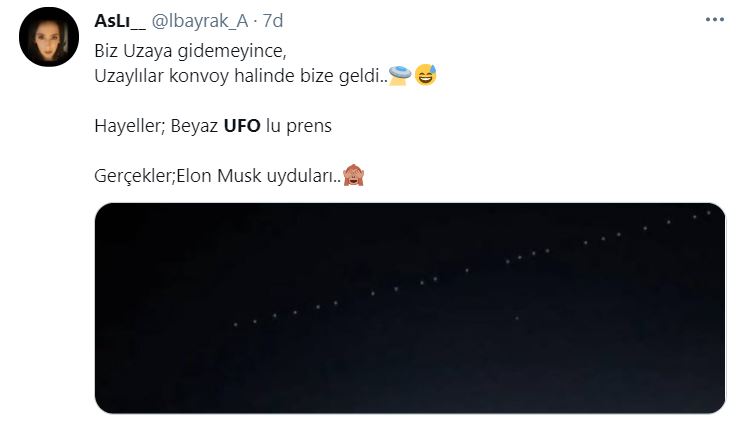 Gökyüzünde sıra halinde giden cisimler sosyal medyayı salladı!