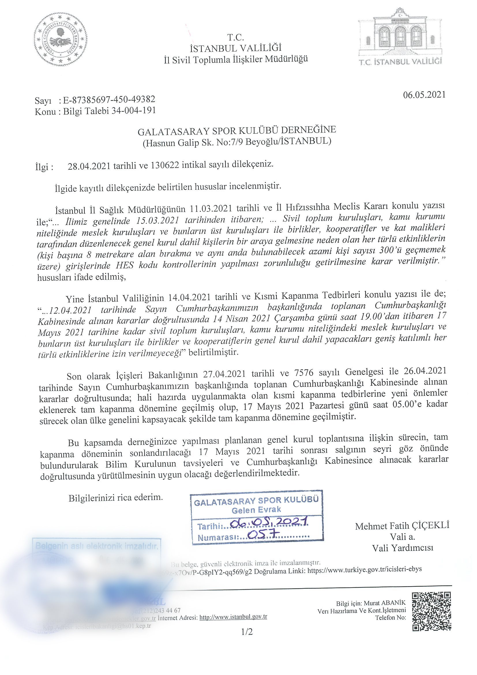 İstanbul Valiliği'nden Galatasaray'da yapılacak olan seçim öncesi flaş karar!