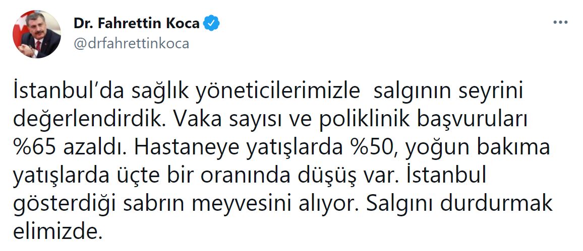 Bakan Koca açıkladı! İstanbul'da salgının seyri değişti