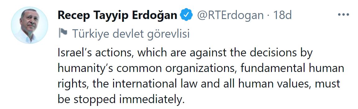 Erdoğan'dan Filistin çağrısı: İsrail'in eylemleri derhal durdurulmalıdır