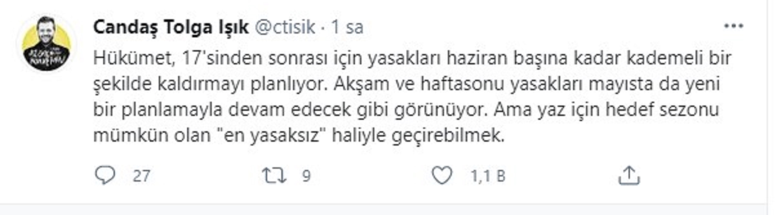 Gazeteci Işıktan normalleşme yorumu Akşam ve hafta sonu yasakları devam edecek gibi görünüyor