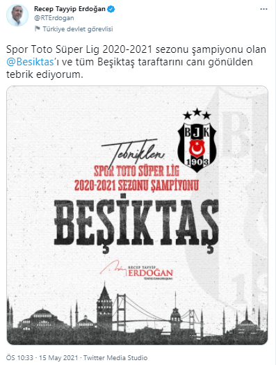 SON DAKİKA Cumhurbaşkanı Erdoğan Şampiyon Beşiktaş ı kutladı