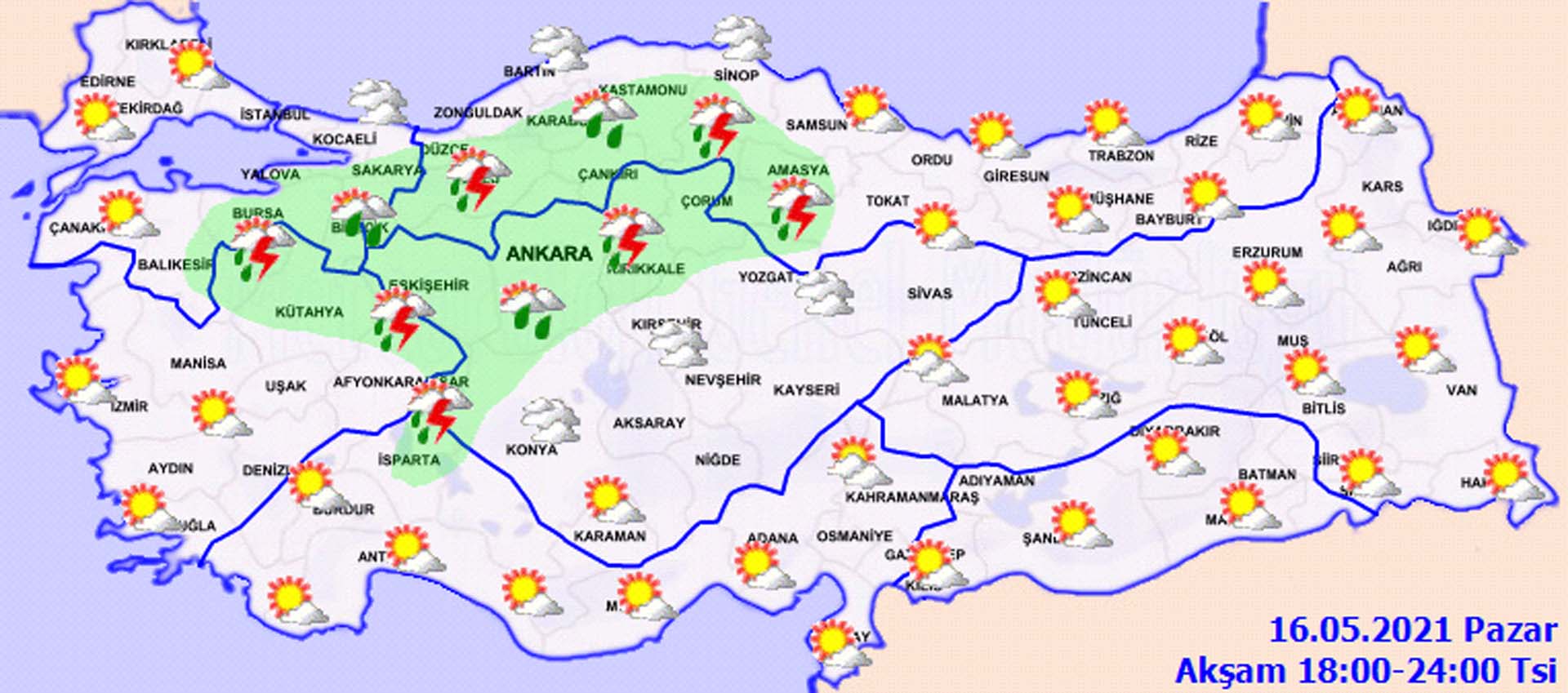 Hava bugün nasıl olacak? Meteoroloji'den üç bölge için sağanak yağış uyarısı! 16 Mayıs 2021 Pazar il il hava durumu